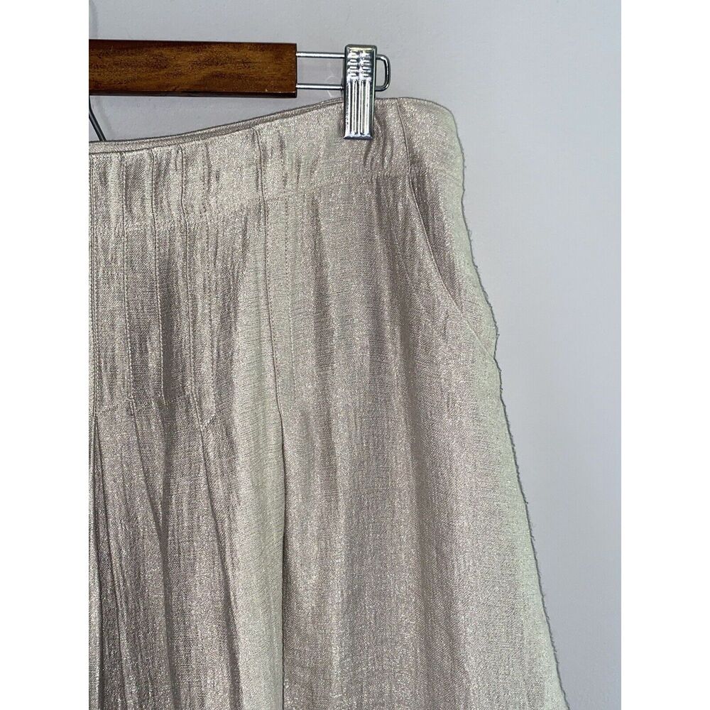 J. JILL Shimmer Pintuck Pleat Skirt A-Line Knee Length Metallic Beige Size 14 - Picture 3 of 16